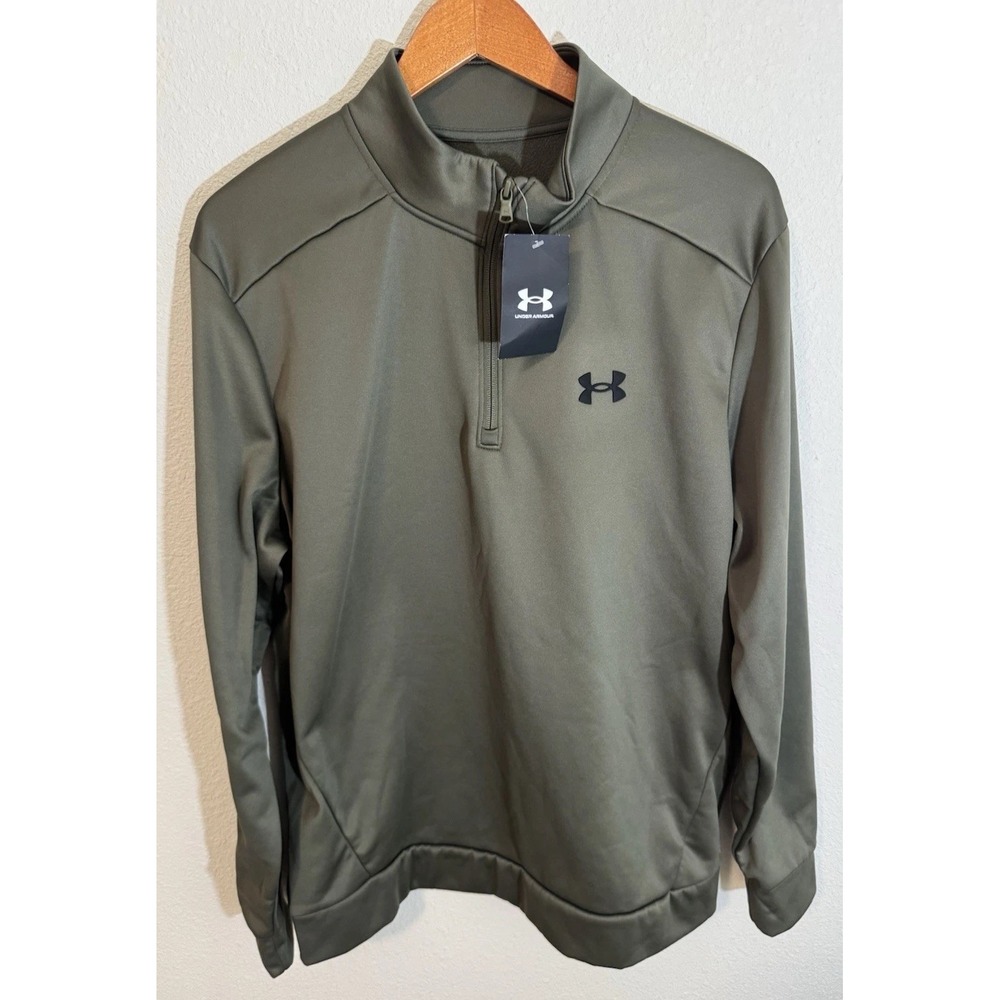 NEW Under Armour UA Men's Large 1/4 Zip Loose Fit Fleece Pullover Green
